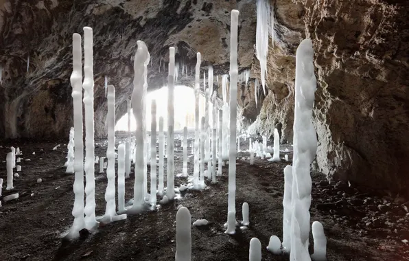 Сосульки, Германия, Бавария, пещера, Oswaldhöhle
