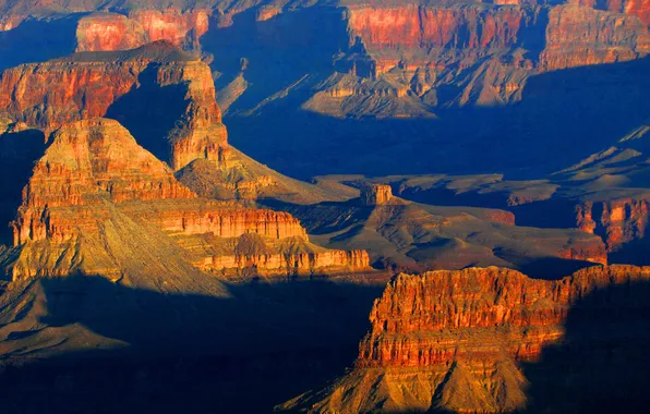 Закат, горы, каньон, Аризона, США, grand canyon