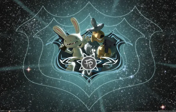 Оружие, значок, собака, шляпа, револьвер, заец, sam and max
