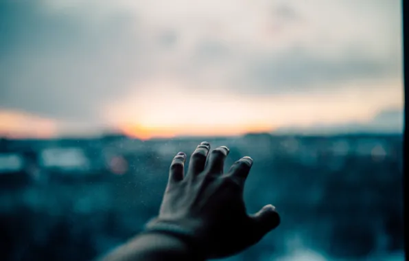 Glass, blur, bokeh, window, hand, fingers, arm