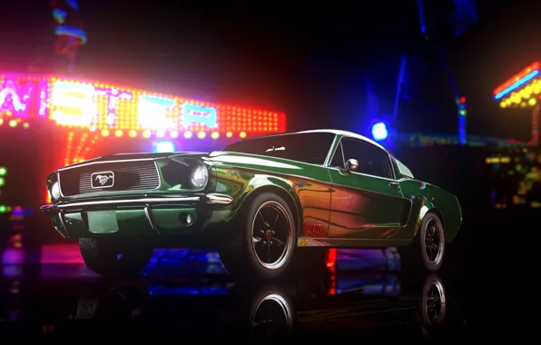 Mustang, Ford, Авто, Ретро, Машина, Ford Mustang, 1967, Рендеринг