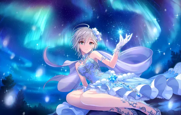 Girl, sexy, Anastasia, cleavage, dress, boobs, anime, blue eyes