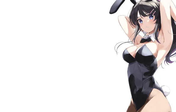 Girl, sexy, cleavage, long hair, boobs, animal ears, sexy girl, anime