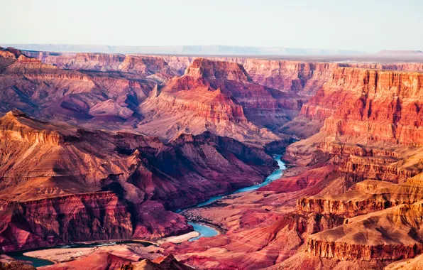 Небо, горы, река, каньон, сша, Arizona, Grand Canyon