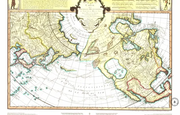 Sea, ocean, old, america, russia, map, antique, pacific
