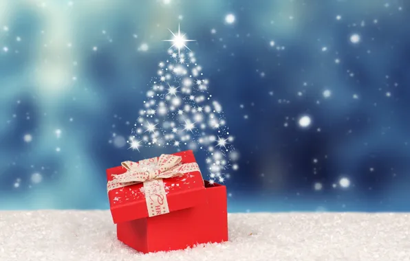 Картинка зима, снег, фон, подарок, новый год