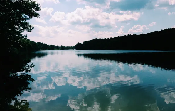 Небо, Вода, Природа, Озеро, Лес, Тучи, Украина, Голубые Озёра