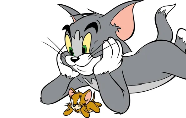 Картинка кот, мышь, белый фон, Том и Джерри