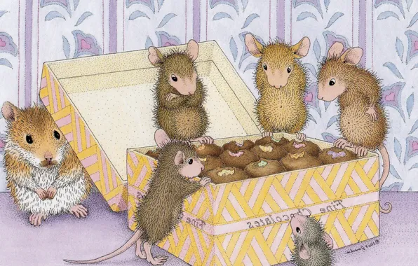 Картинка мышка, друзья, коробочка, детская, вкусняшки, хомячок, гостинцы, Ellen Jareckie