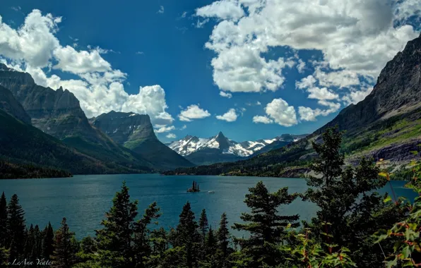 Озеро, Монтана, Glacier National Park, Saint Mary Lake, Глейшер, Скалистые горы, Montana, Rocky Mountains