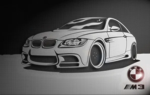 Картинка черно-белый, текстура, BMW, Автомобиль