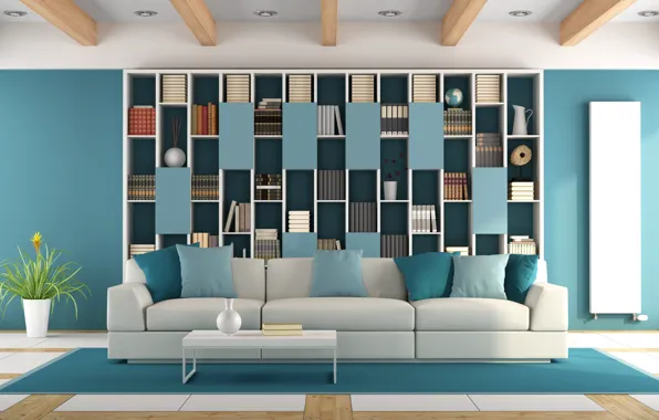 Дизайн, диван, гостиная, sofa, модерн, Living room, bookshelves