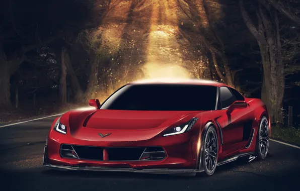 Картинка Corvette, Chevrolet, red, front