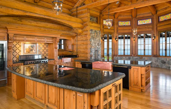 Картинка wooden, home, kitchen, log