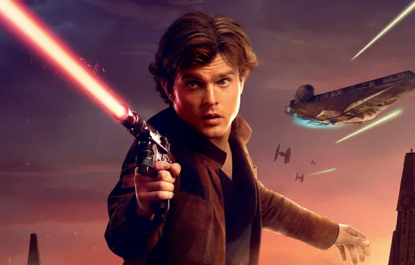 Звездные войны, световой меч, космический корабль, Han Solo, Хан Соло, Олден Эренрайк, Alden Ehrenreich, Solo: …
