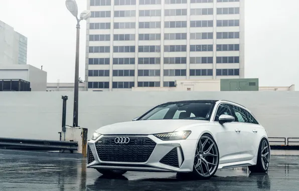 Audi, Water, White, Rain, Avant, RS6, Drops