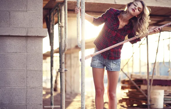 Girl, woman, model, blonde, female, flannel, Rachel Yampolsky