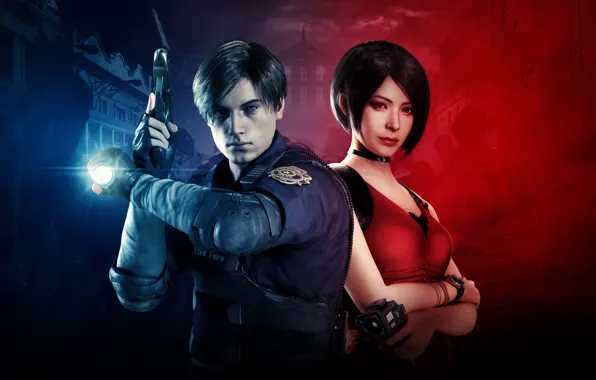 Девушка, парень, Resident Evil 2, 2019