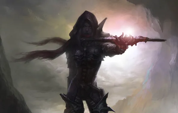 Картинка Diablo 3, фан-арт, охотник на демонов, Demon Hunter, Qiu Jian Yuan