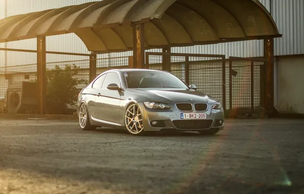 Бмв, BMW, silver, wheels, серебристая, E92, frontside