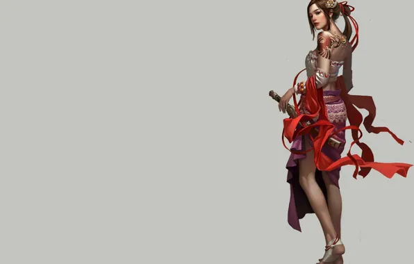 Картинка девушка, оружие, арт