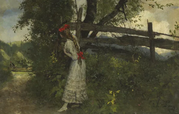 Картинка 1911, German painter, немецкий живописец, oil on canvas, Девушка в ожидании своего возлюбленного, Girl waiting …