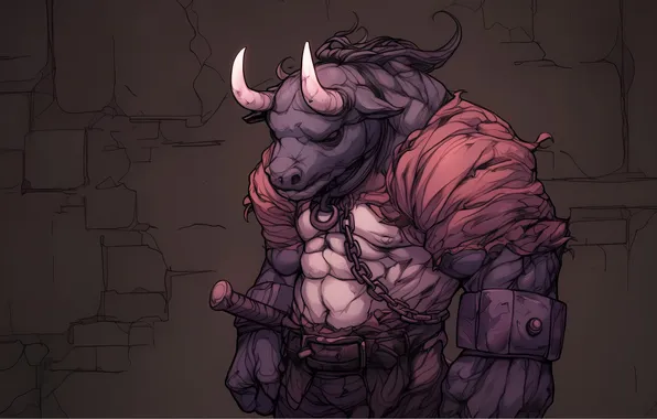 Картинка cartoon, fantasy art, Illustration, Minotaur