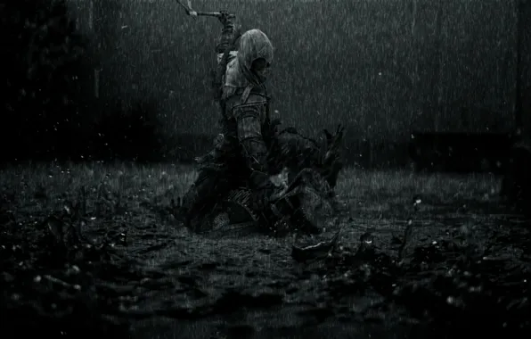 Картинка дождь, dark, убийца, rain, creed, assassins, assassin, кредо убийц