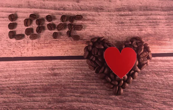 Картинка любовь, сердце, кофе, зерна, love, heart, romantic, valentines
