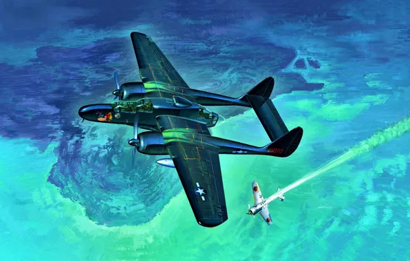 Тяжелый, ночной истребитель, Тихоокеанский театр военных действий, ''Double Wasp'', Pratt & Whitney R-2800-65W, P-61B-20-NO, 548th …
