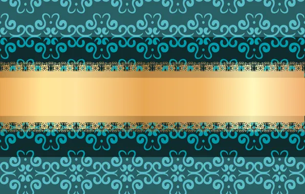 Цветы, зеленый, фон, узор, текстура, золотая лента