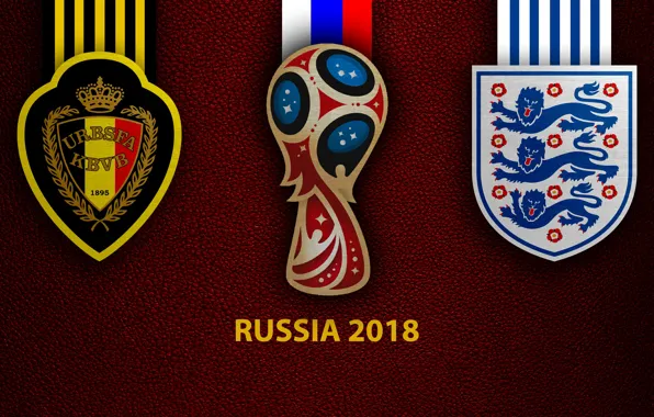 Wallpaper, sport, logo, football, FIFA World Cup, Russia 2018, Belgium vs England