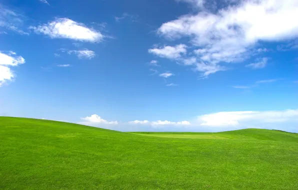 Картинка поле, небо, трава, облака, холмы, пейзажи, поля, облако
