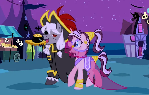 Фон, мультфильм, пони, двое, My Little Pony, кастюмы