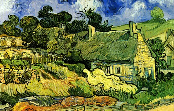 Домик, Vincent van Gogh, Thatched Cottages, at Cordeville