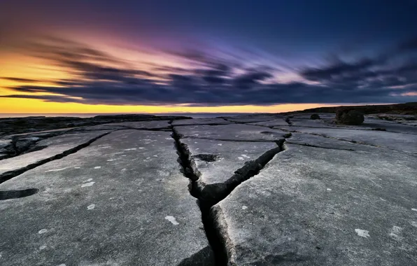 Море, закат, берег