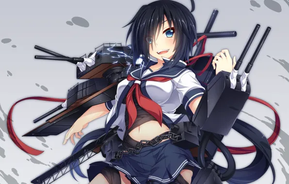 Girl, sexy, school uniform, green eyes, boobs, anime, beautiful, ribbons