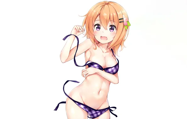 Girl, sexy, cleavage, boobs, anime, beautiful, short hair, purple eyes