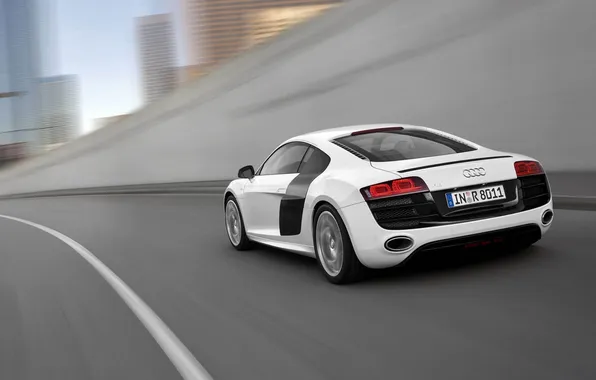 Картинка Audi, Дорога, Белый, Машина, V10, В движении