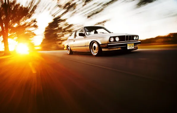 Картинка солнце, бмв, скорость, серебристый, BMW, блик, Coupe, front