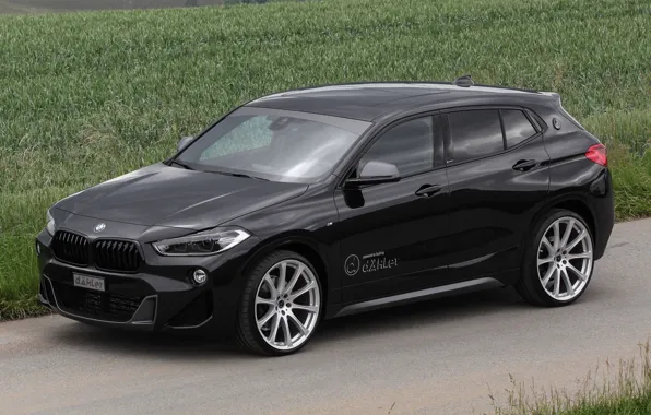 Дорога, car, машина, трава, BMW, диски, black, сбоку