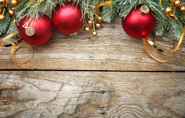 Картинка украшения, ветки, шары, елка, Новый Год, Рождество, Christmas, wood