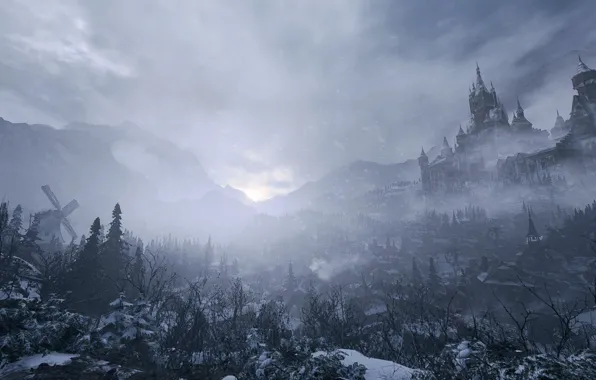 Зима, снег, пейзаж, ветер, Обитель Зла, Resident Evil 8: Village