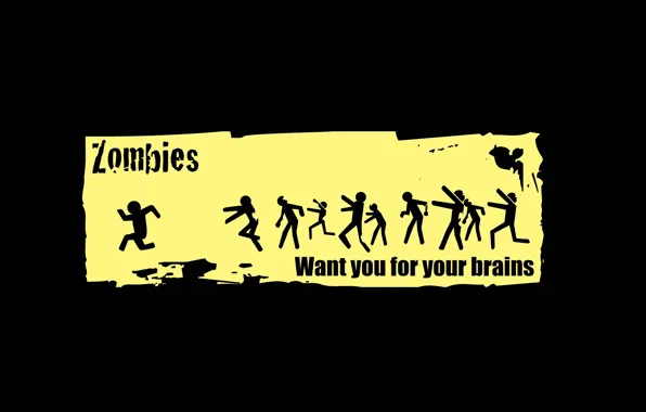 Картинка zombies, black, yellow, sign, danger