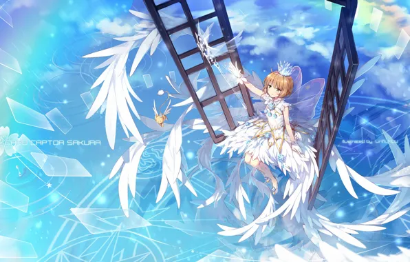 Ангел, арт, девочка, card captor sakura