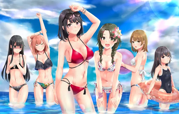 Море, Девушки, Лето, Купальники, Oregairu