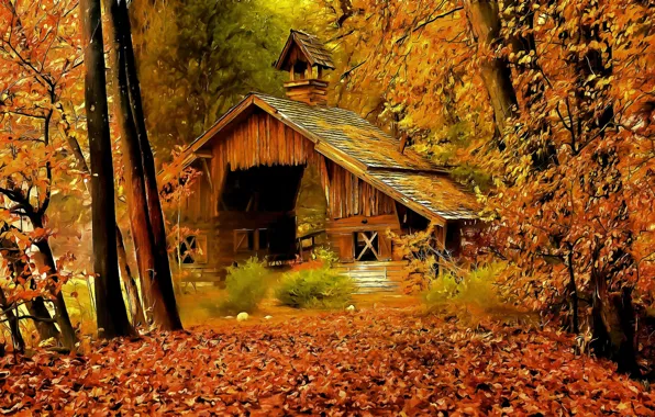 Рисунок, Осень, Fall, Арт, Art, Autumn