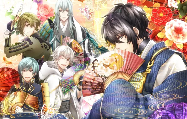 Аниме, арт, парни, Touken ranbu, Танец Мечей
