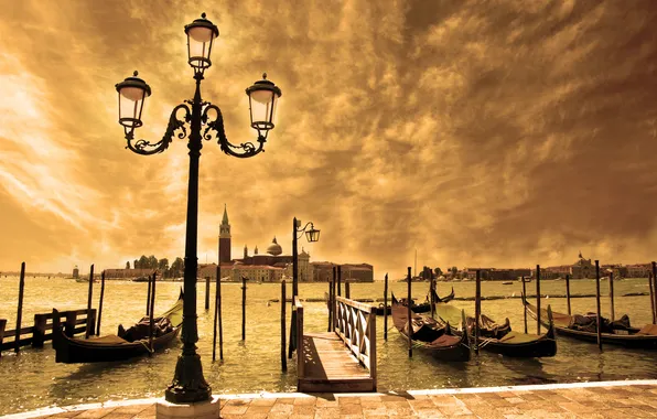 Картинка Италия, Венеция, канал, набережная, Italy, гондолы, Venice