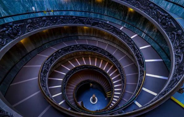 Спираль, Рим, Италия, лестница, Ватикан, Музеи Ватикана